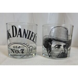 Jack Daniels Set of 2 Lowball Glasses Old No 7 Bottom Mancave Sheshed Gifts RARE